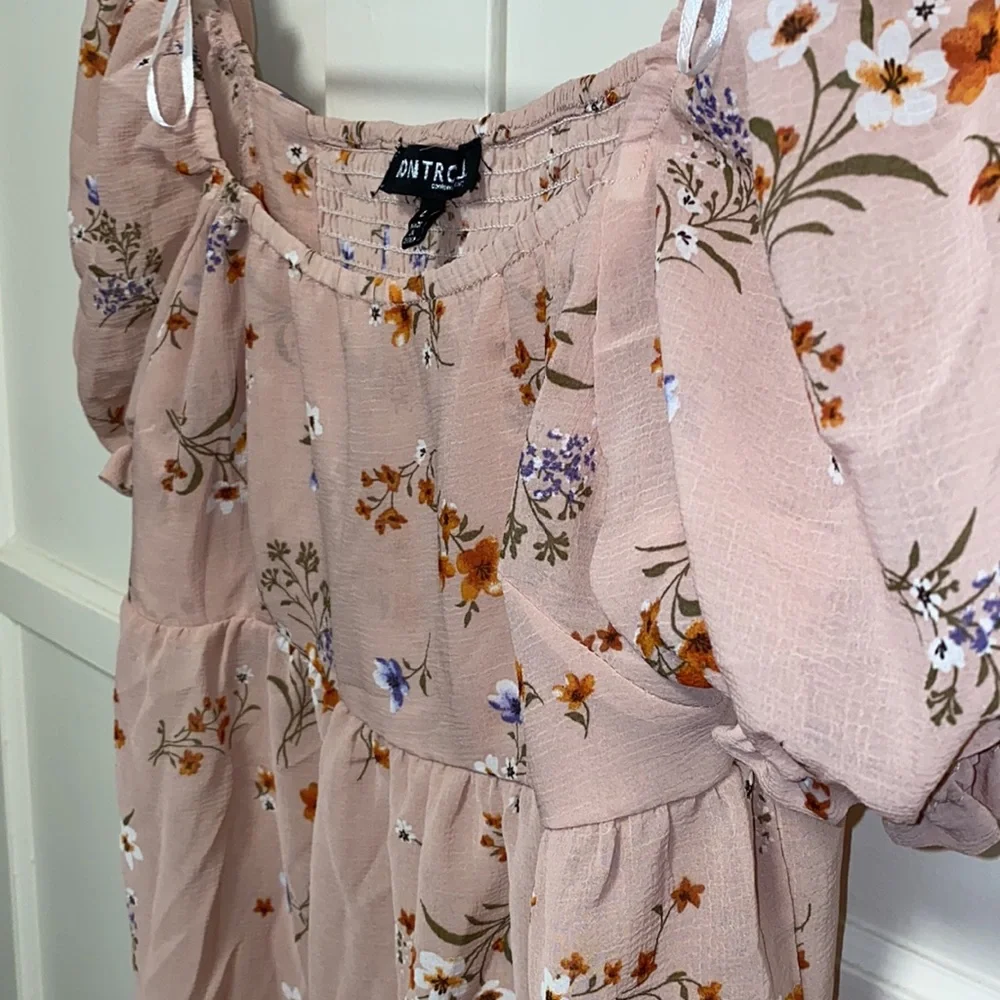 Kontrol Large Peach Floral Print Off Shoulder Blouse - Picture 10 of 11